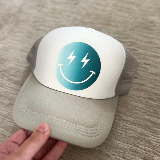 Blue Ombre Smiley Face Custom Trucker Hat