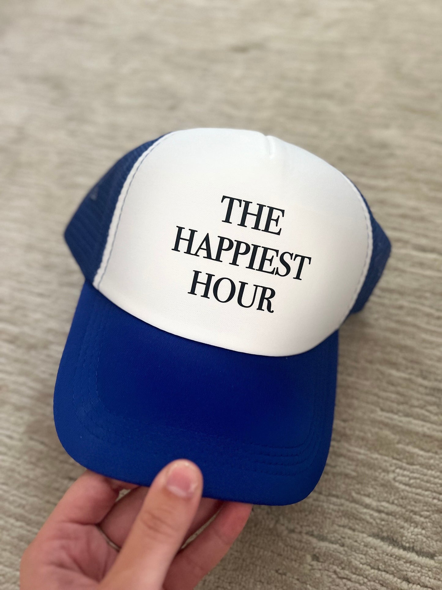 The Happiest Hour Trucker Hat, Cute Hats, Trendy Trucker Hats, Custom Hats