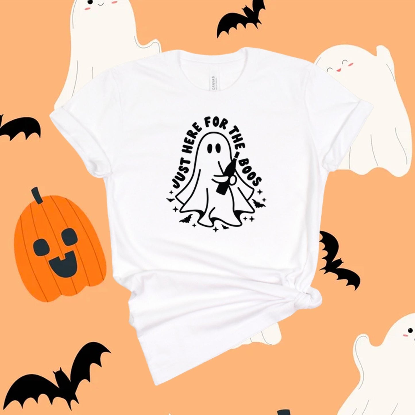 Just Here for the Boos, Wine Ghost Design, Fall Sweatshirt, Spooky Season Tshirt, Halloween Shirts