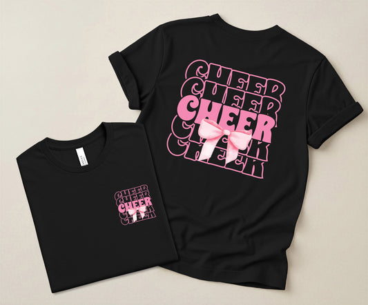 Cheer Cheer Cheer Bow T-Shirt – Cheerleader Spirit Wear Tee