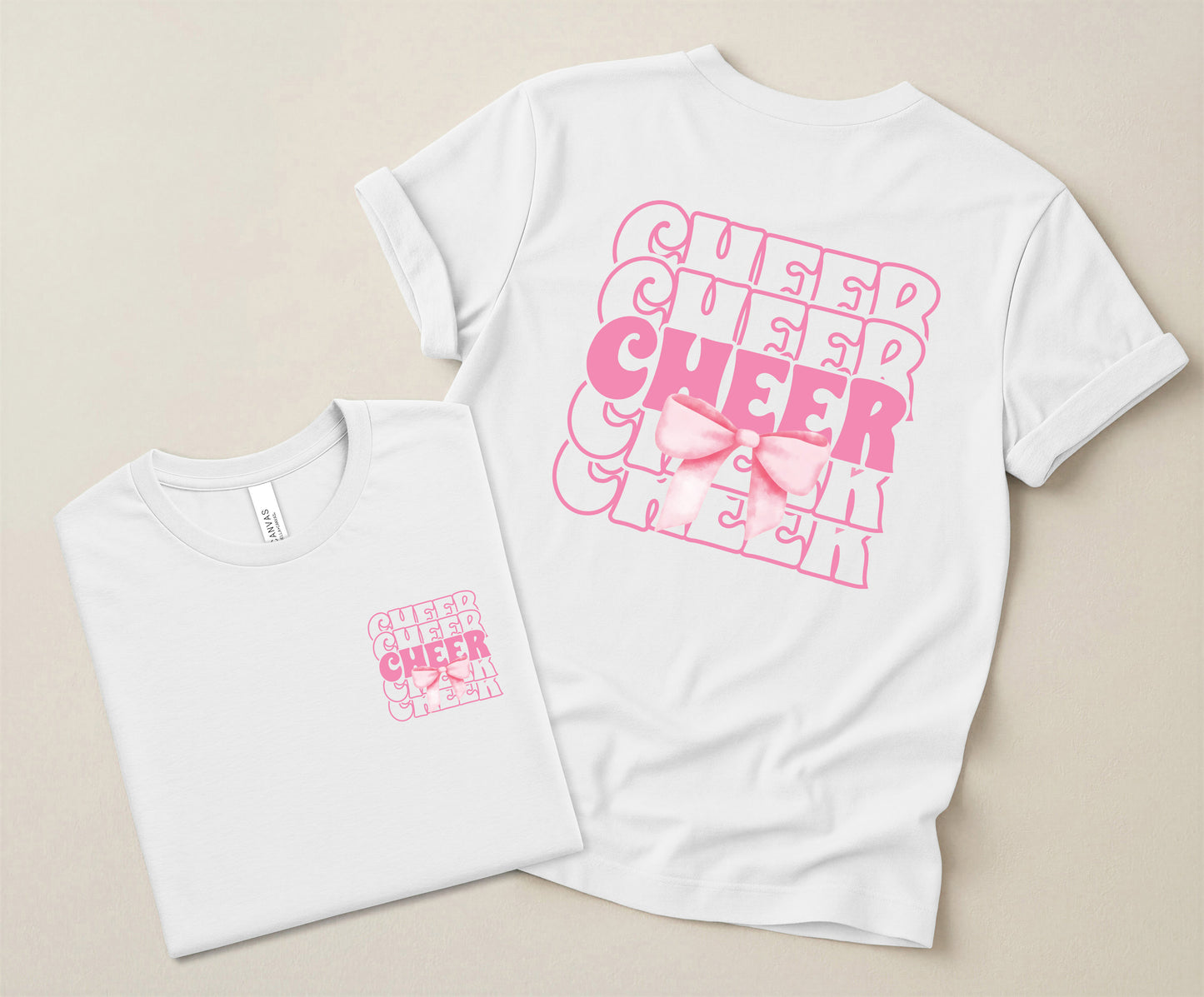 Cheer Cheer Cheer Bow T-Shirt – Cheerleader Spirit Wear Tee