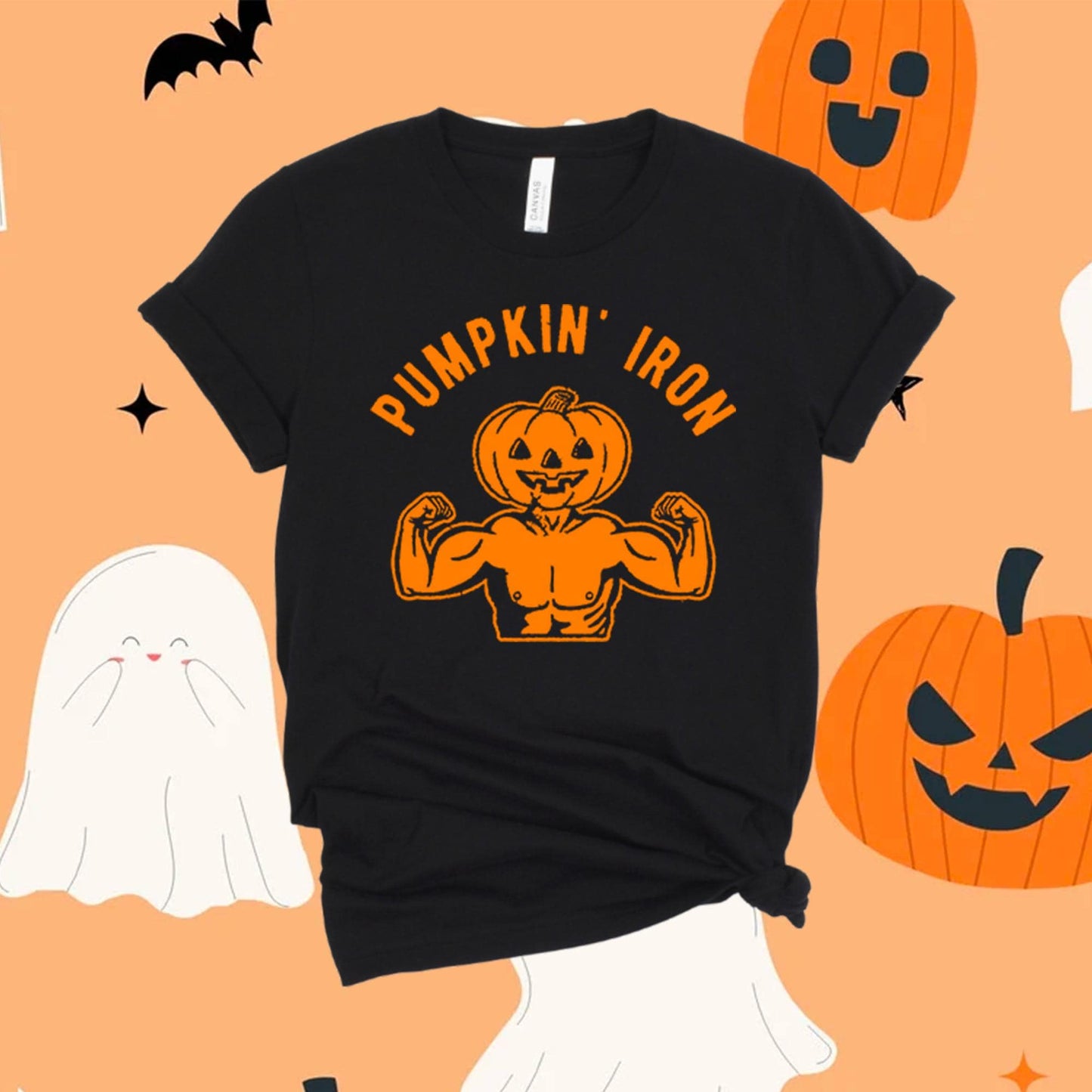 Pumpkin' Iron, Halloween Gym Shirt, Spooky Season Tshirt, Halloween Shirts